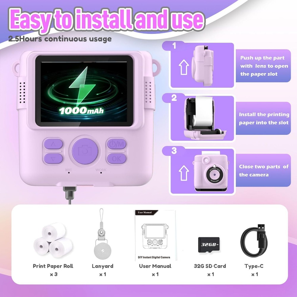 Instant Print Camera for Kids, - огляд і ціна Kids Toys Videos